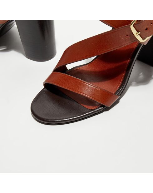 Sandales en Cuir Paolina marron - Talon 9 cm